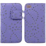 Wholesale iPhone 5 5S Diamond  Flip Leather Wallet Case with Stand ( Purple)